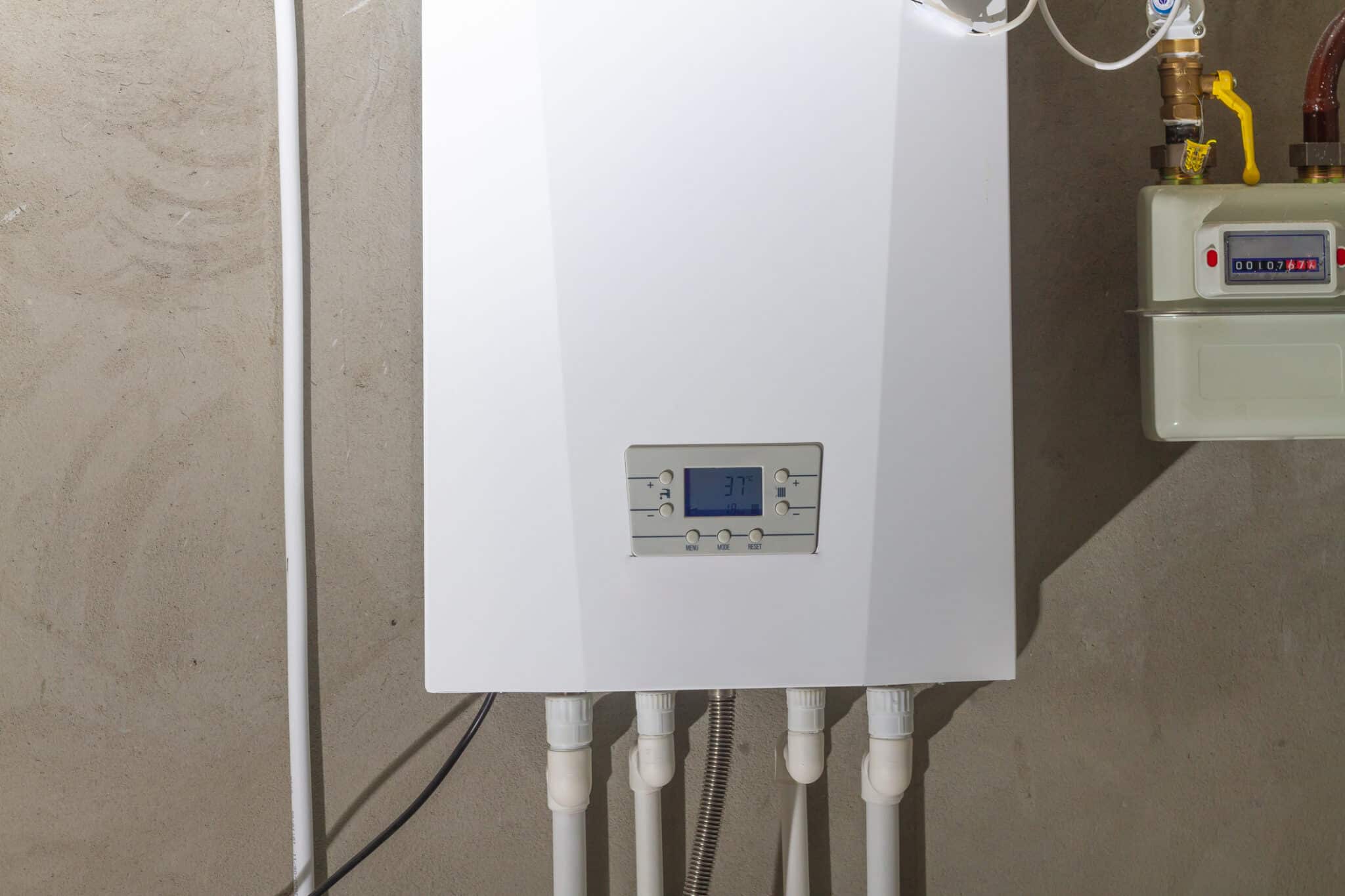 Tankless water heaters and a meter.